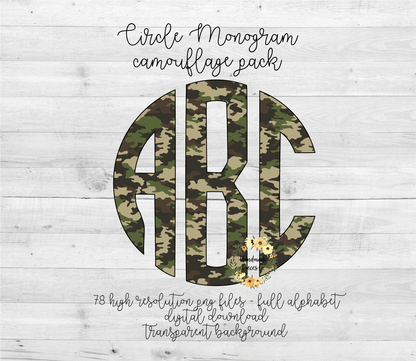 Camouflage 1 Monogram - Multiple Styles - Digital Download