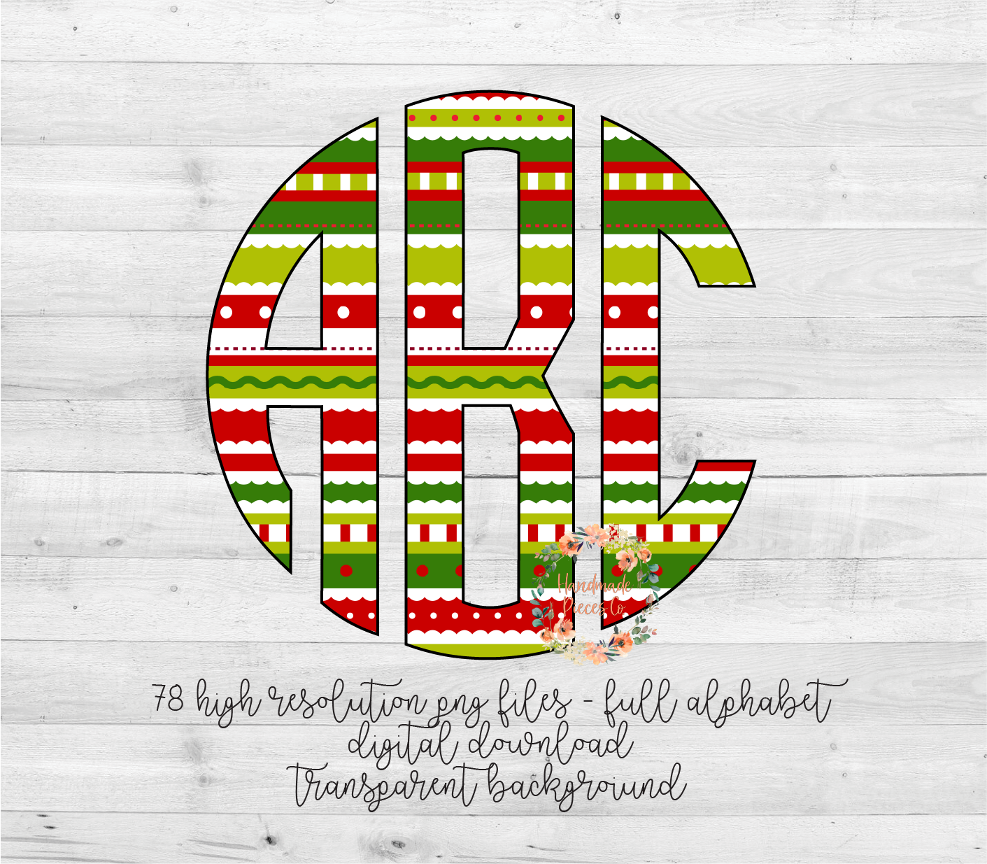 Christmas Wrapping Paper Monogram - Multiple Styles - Digital Download