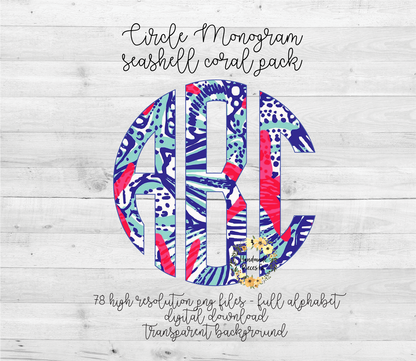 Seashelll Monogram - Multiple Styles - Digital Download