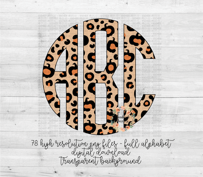 Leopard Pumpkin Monogram, Boho Leopard  - Multiple Styles - Digital Download