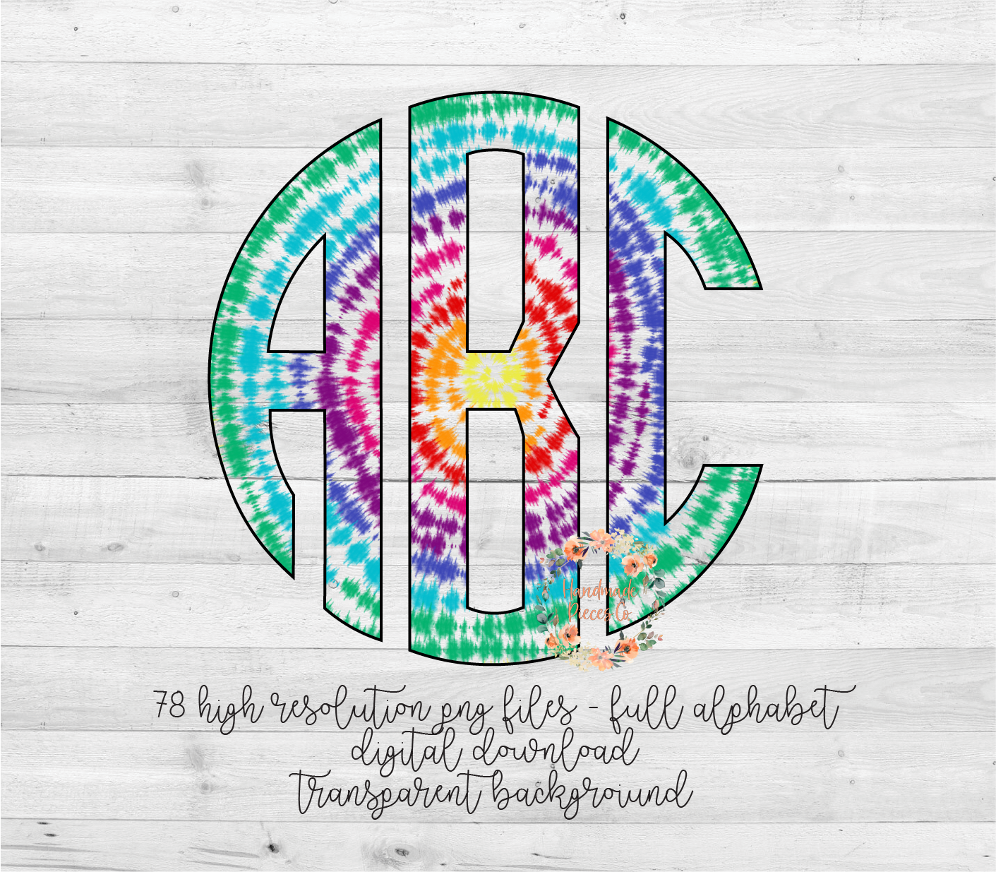 Tie Dye Monogram, Version 2 - Multiple Styles - Digital Download