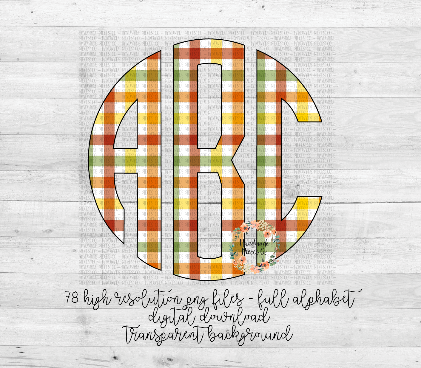 Autumn Plaid Monogram, Bright - Multiple Styles - Digital Download