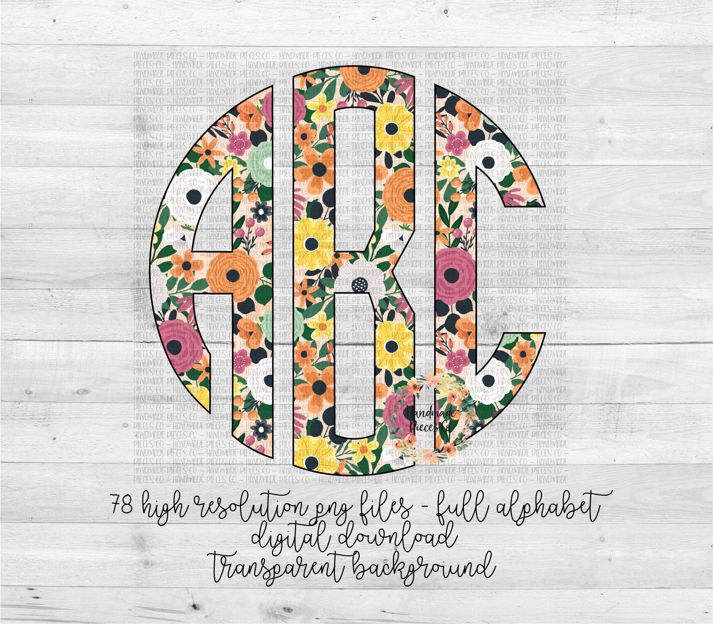 Fall Floral Monogram, Version 2 - Multiple Styles - Digital Download