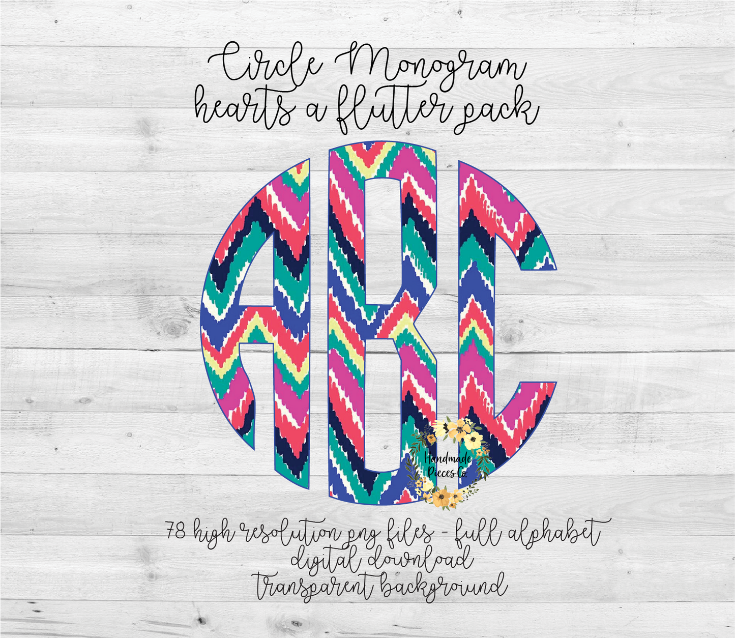 Hearts a Flutter Monogram - Multiple Styles - Digital Download