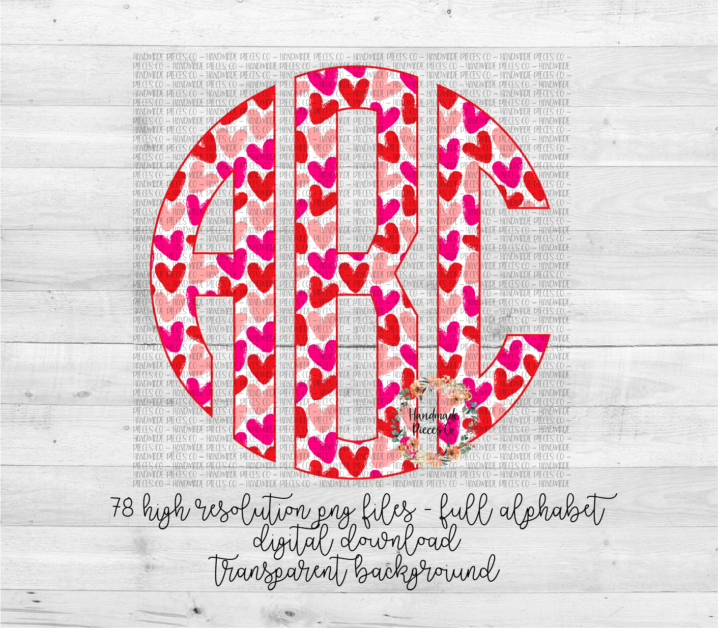 Valentine's Day, Hearts Monogram - Multiple Styles - Digital Download