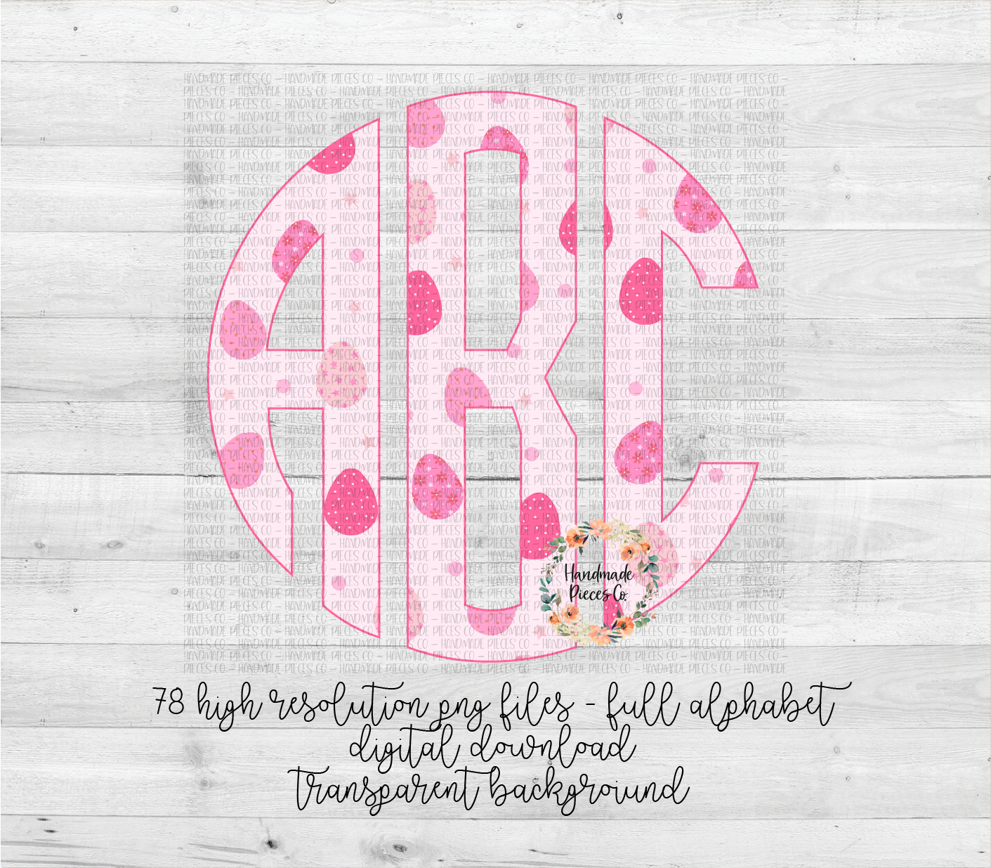 Easter Egg, Pink Monogram - Multiple Styles - Digital Download