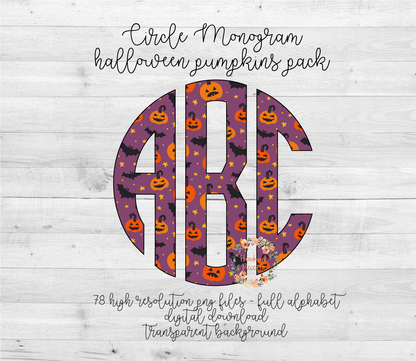 Halloween Pumpkins Monogram - Multiple Styles - Digital Download