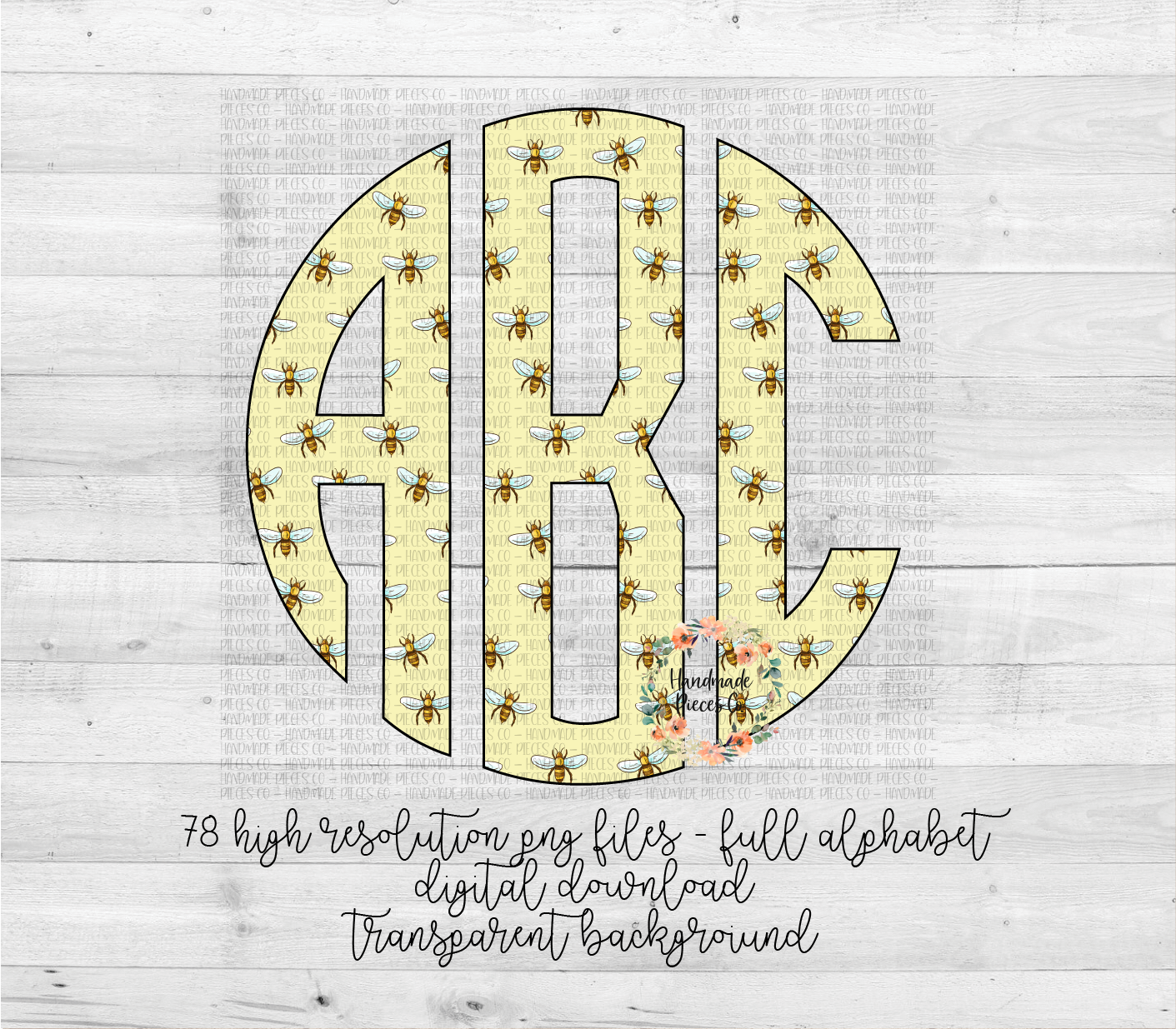 Bee Monogram - Multiple Styles - Digital Download