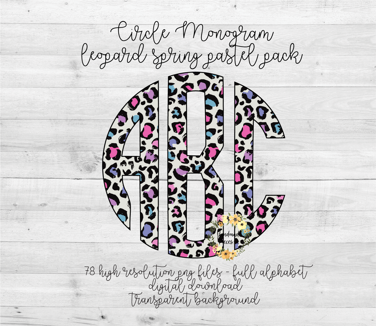 Leopard, Spring Pastel Monogram - Multiple Styles - Digital Download