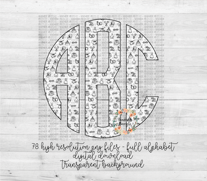 Wedding Doodle Monogram - Multiple Styles - Digital Download