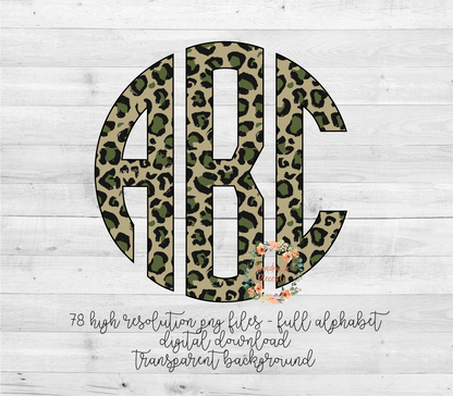 Leopard Camo Monogram - Multiple Styles - Digital Download