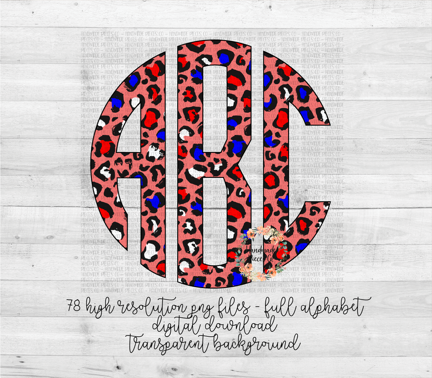 Leopard Monogram, Patriotic Version 1 - Multiple Styles - Digital Download