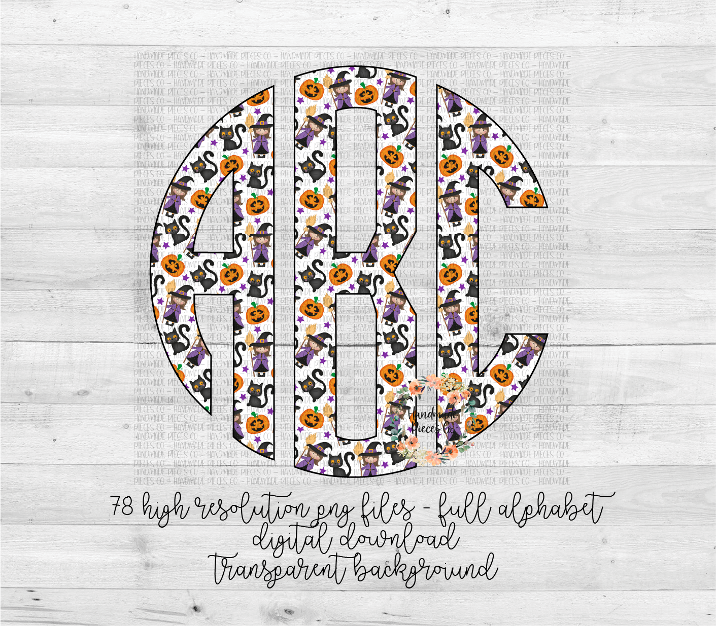 Halloween Monogram, Pattern 2 - Multiple Styles - Digital Download