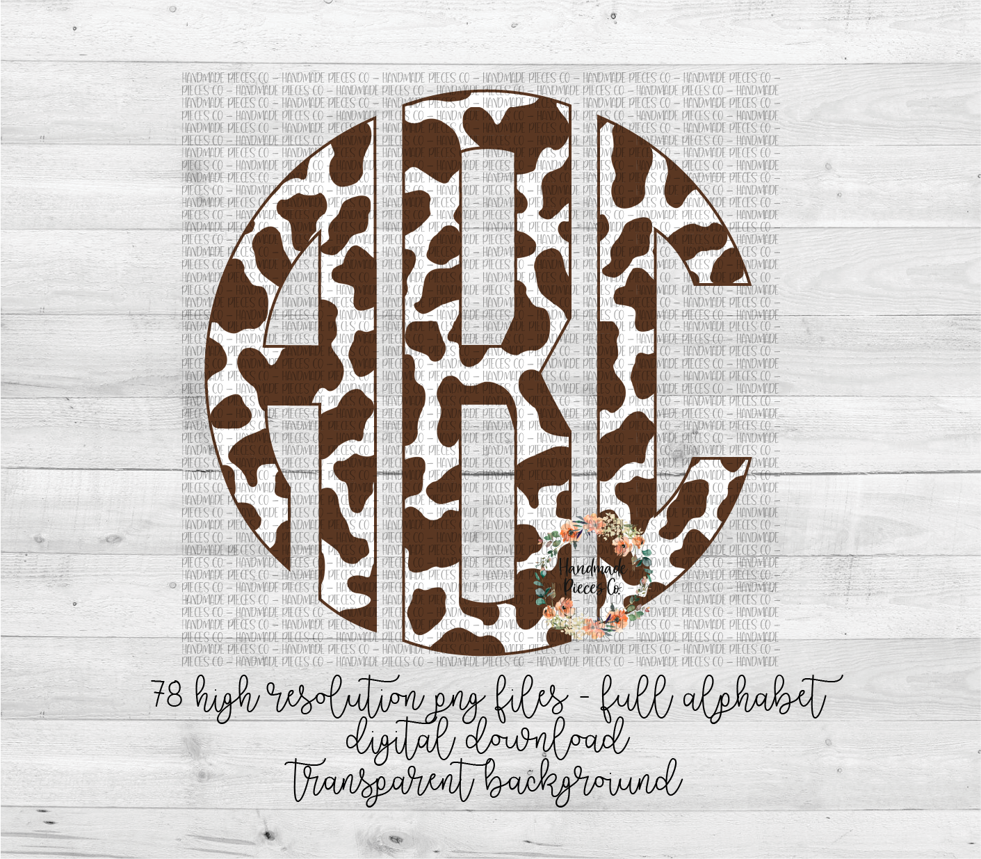 Cow, Brown Monogram - Multiple Styles - Digital Download