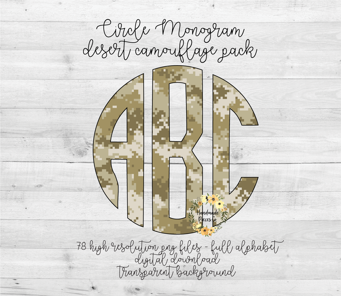 Camouflage, Desert Monogram - Multiple Styles - Digital Download