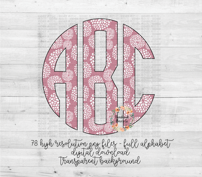 Floral Monogram, Blush Pink - Multiple Styles - Digital Download