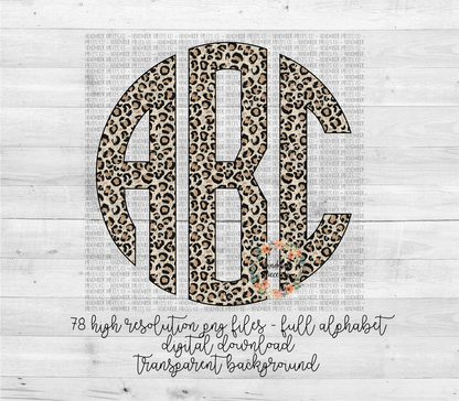 Leopard, Light Monogram, Small Print - Multiple Styles - Digital Download