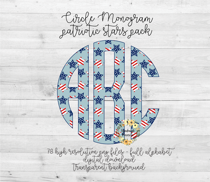 Patriotic Stars Monogram - Multiple Styles - Digital Download