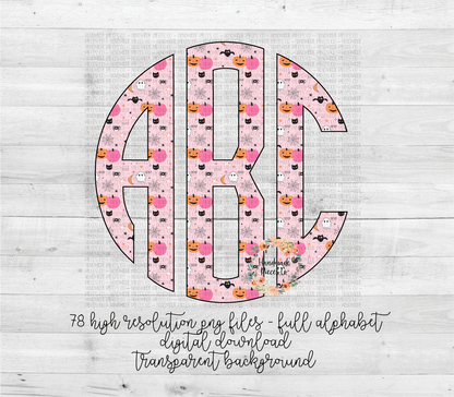 Halloween Mix, Pink Monogram - Multiple Styles - Digital Download