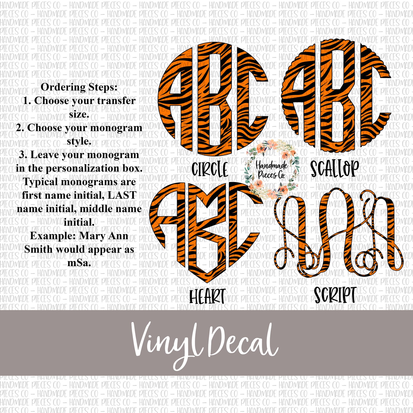 Tiger Monogram Vinyl Decal