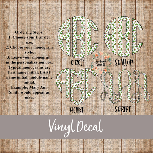 Christmas Monogram Vinyl Decal, Mistletoe