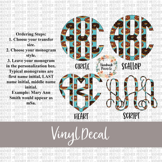 Donut Monogram Vinyl Decal, Donut 1