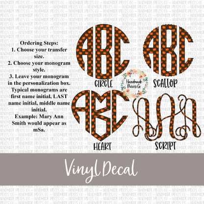 Pumpkin Monogram Vinyl Decal