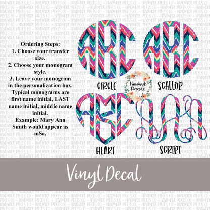 Hearts a Flutter Monogram Vinyl Decal