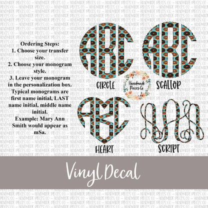 Donut Monogram Vinyl Decal, Donut 1 Small