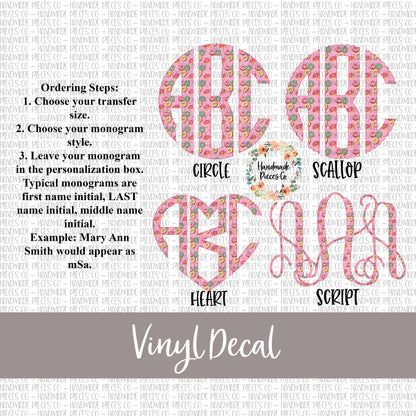 Donut Monogram Vinyl Decal, Donut 2 Small