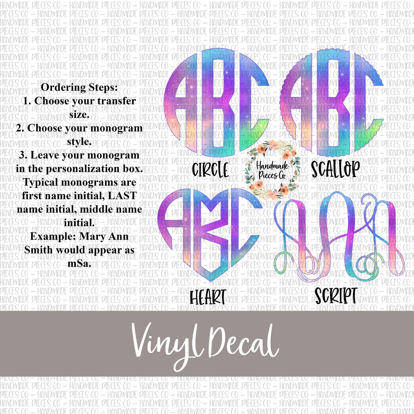 Galaxy Monogram Vinyl Decal, Galaxy Watercolor 1