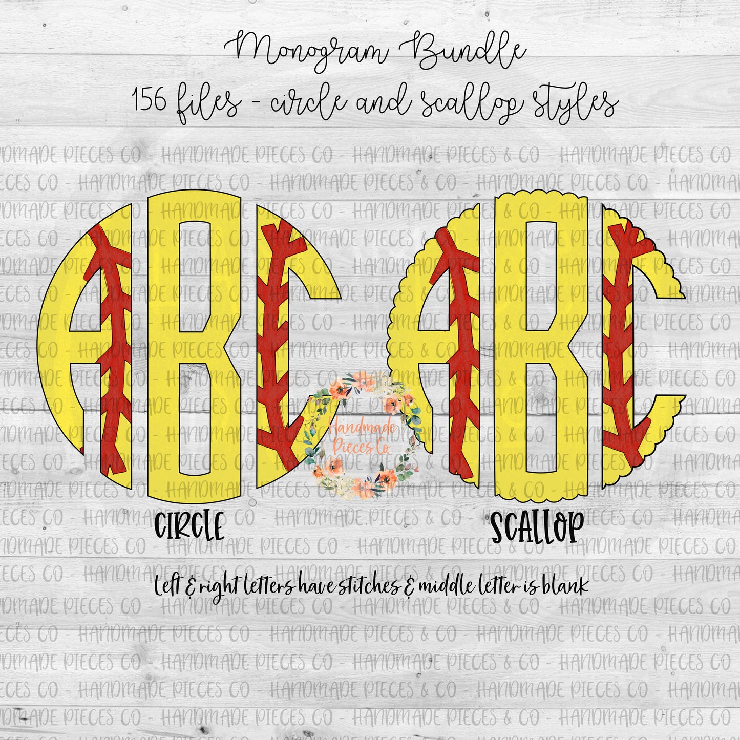 Softball Monogram - Multiple Styles - Digital Download