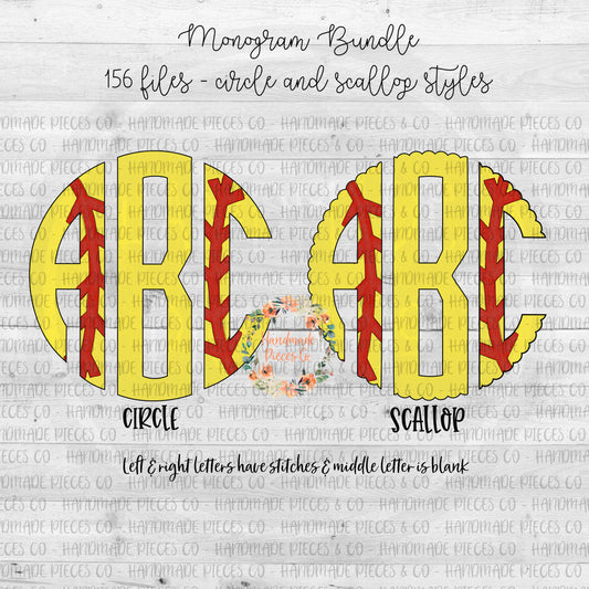 Softball Monogram - Multiple Styles - Digital Download