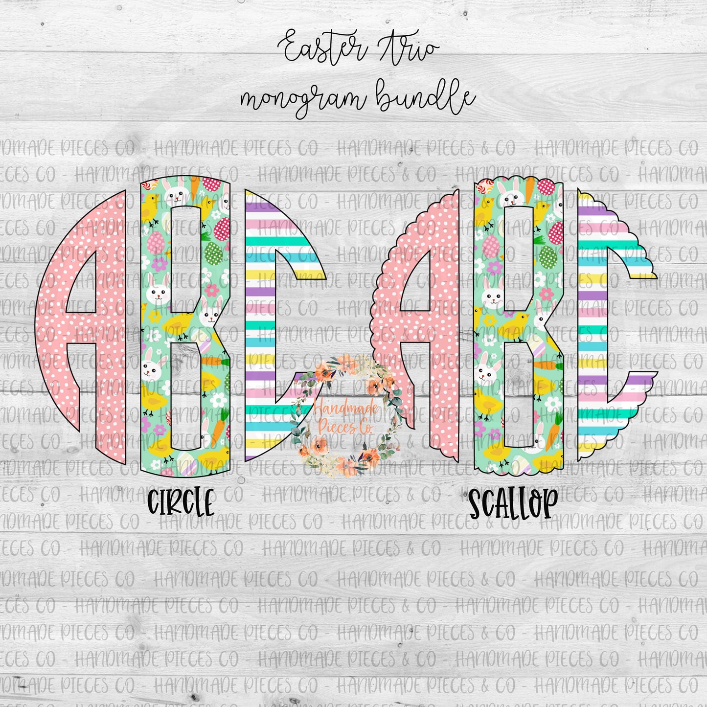 Easter Trio Monogram - Multiple Styles - Digital Download