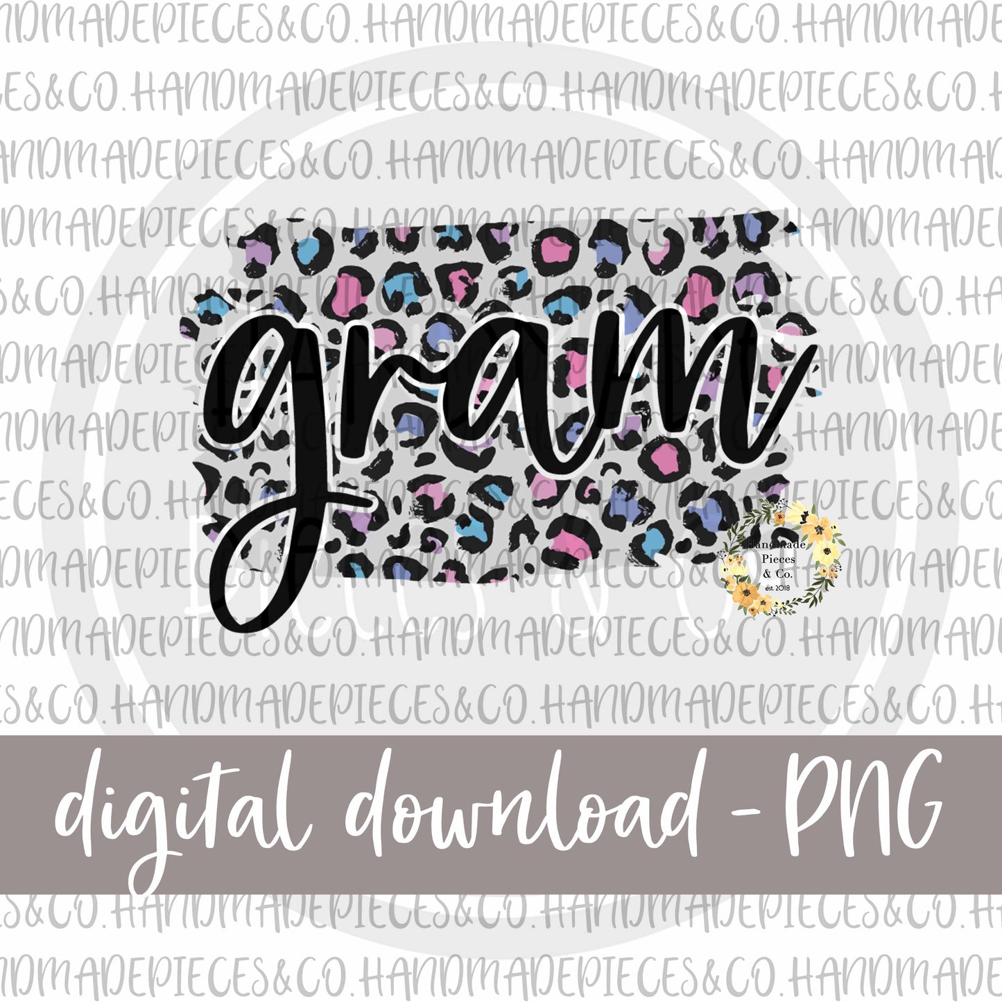 Gram Brushstroke, Leopard Spring Pastel - Digital Download