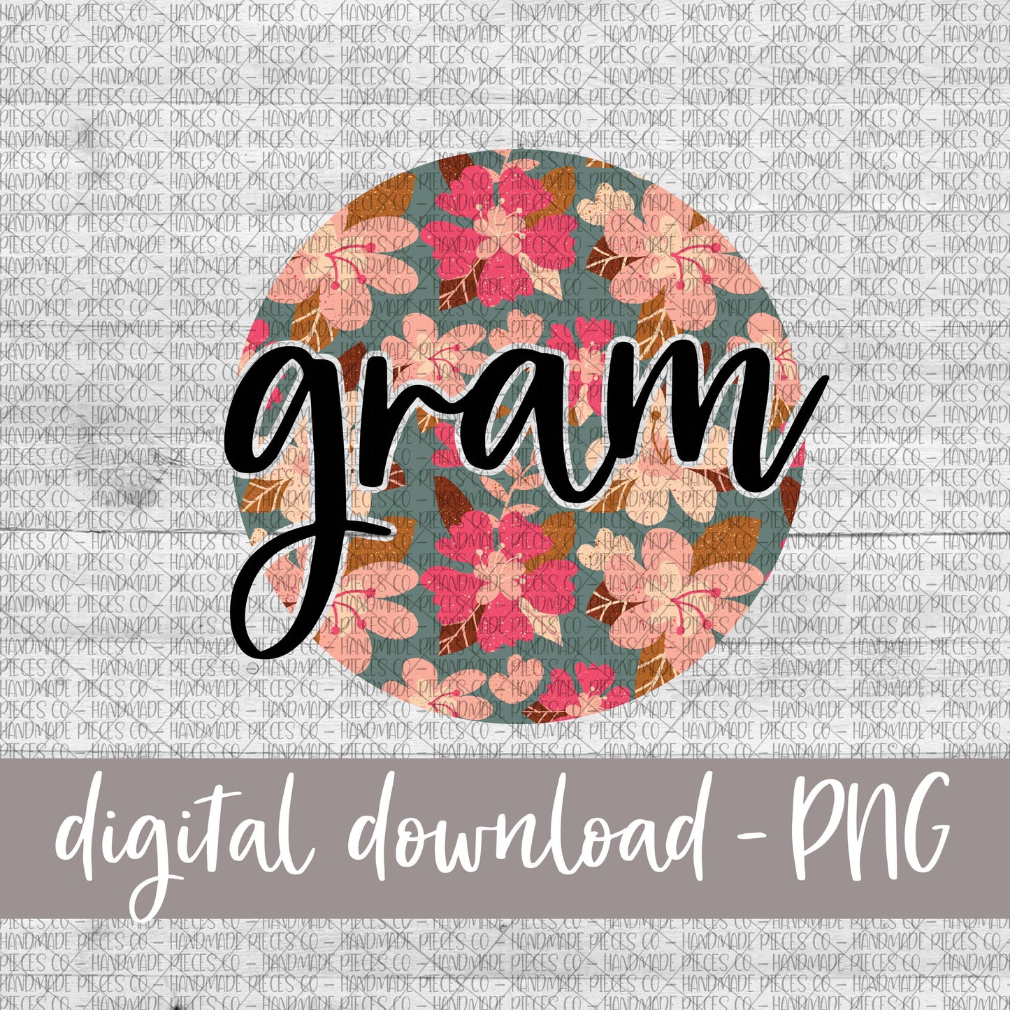 Gram Round, Floral 8 - Digital Download