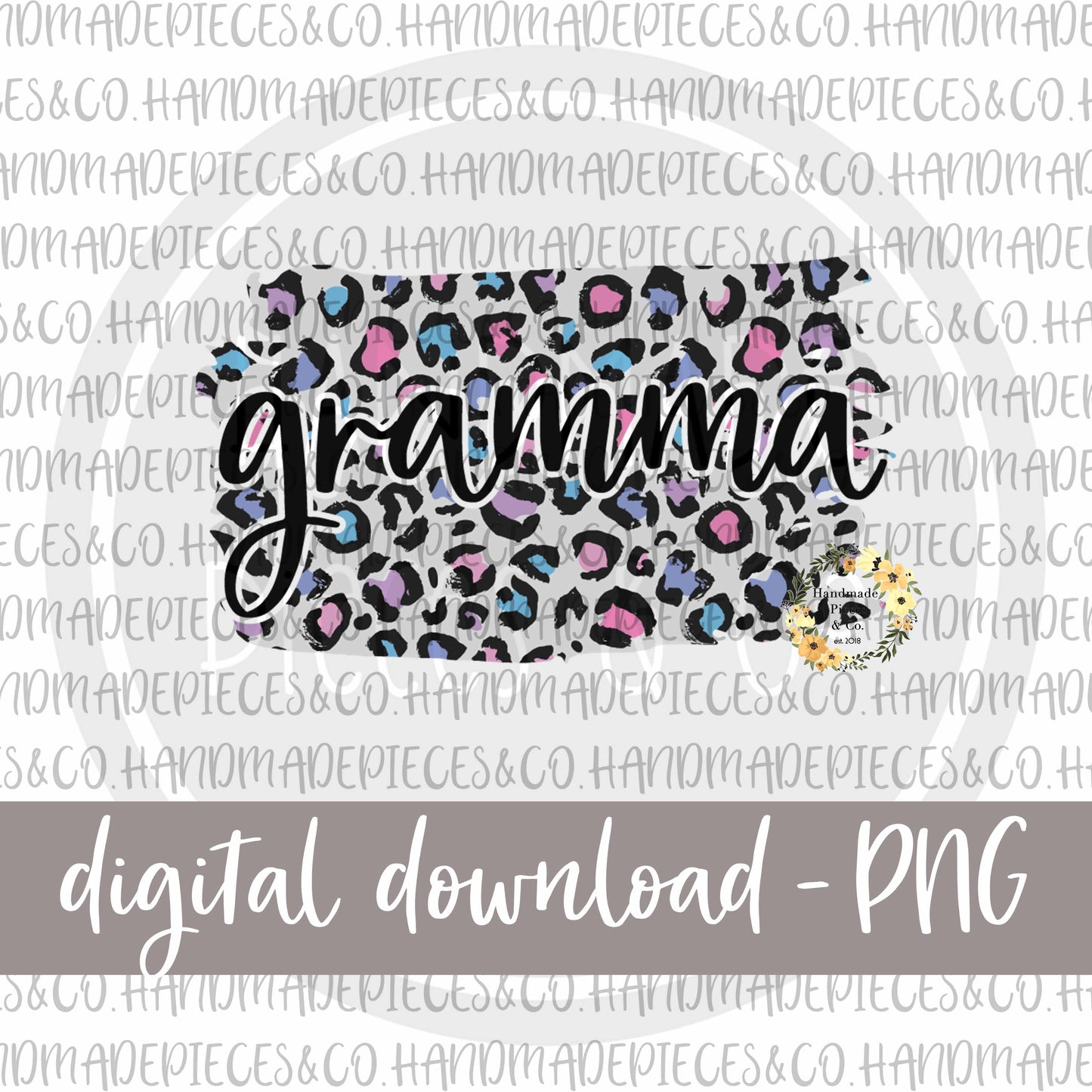 Gramma Brushstroke, Leopard Spring Pastel - Digital Download