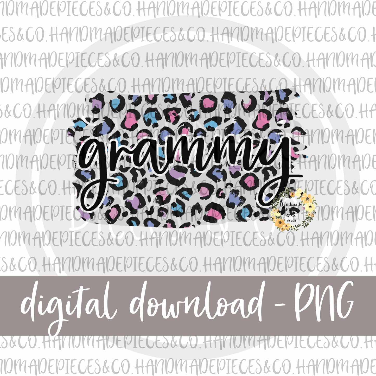 Grammy Brushstroke, Leopard Spring Pastel - Digital Download