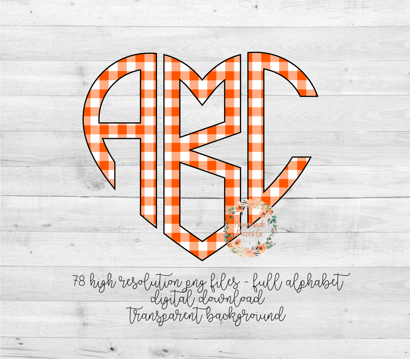 Buffalo Plaid, White and Orange - Multiple Styles - Digital Download