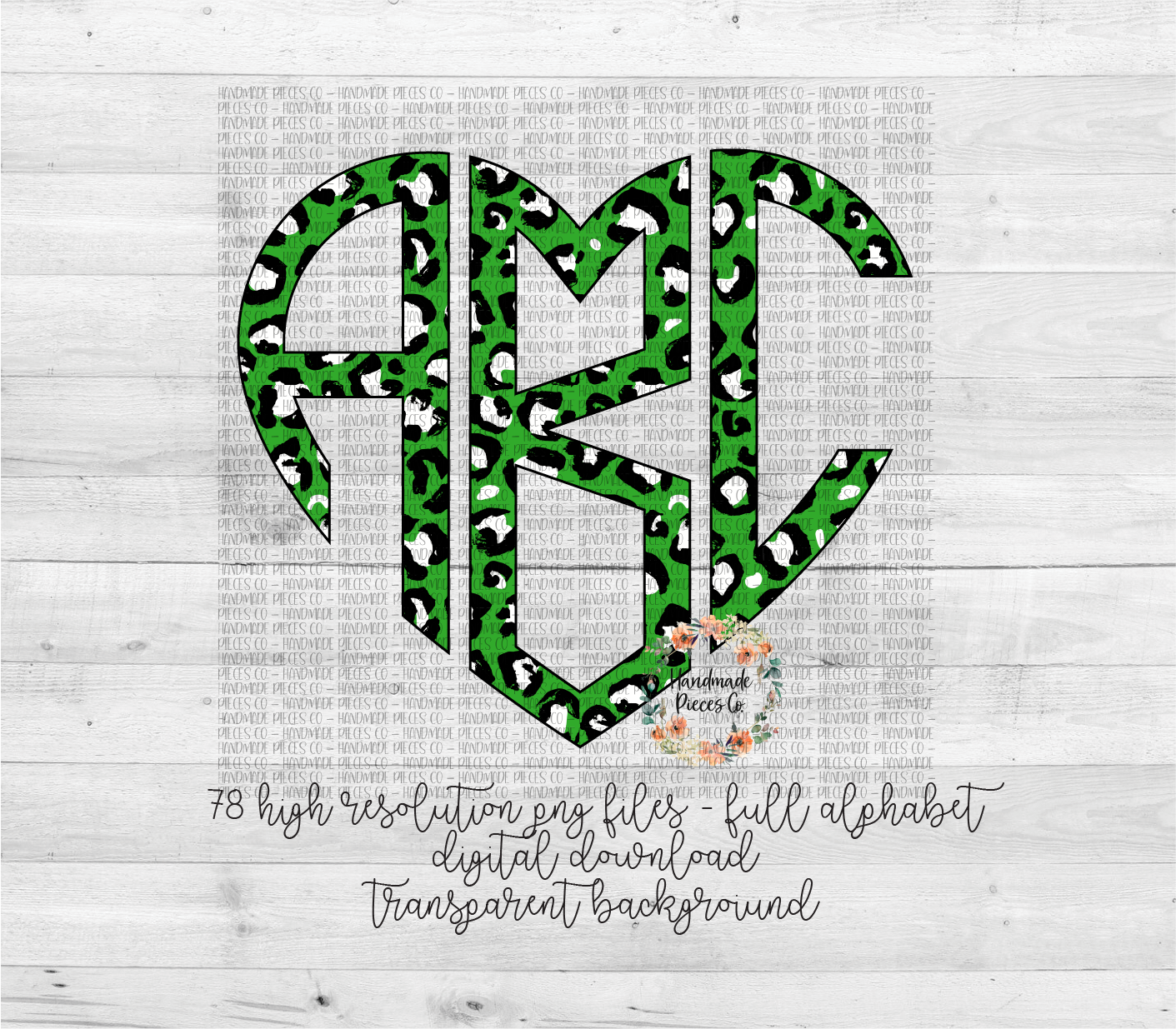 Leopard, Light Green Monogram - Multiple Styles - Digital Download