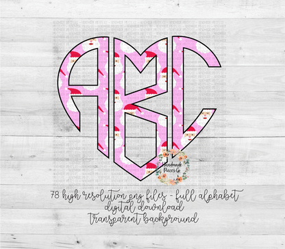 Santa Monogram, Pink - Multiple Styles - Digital Download