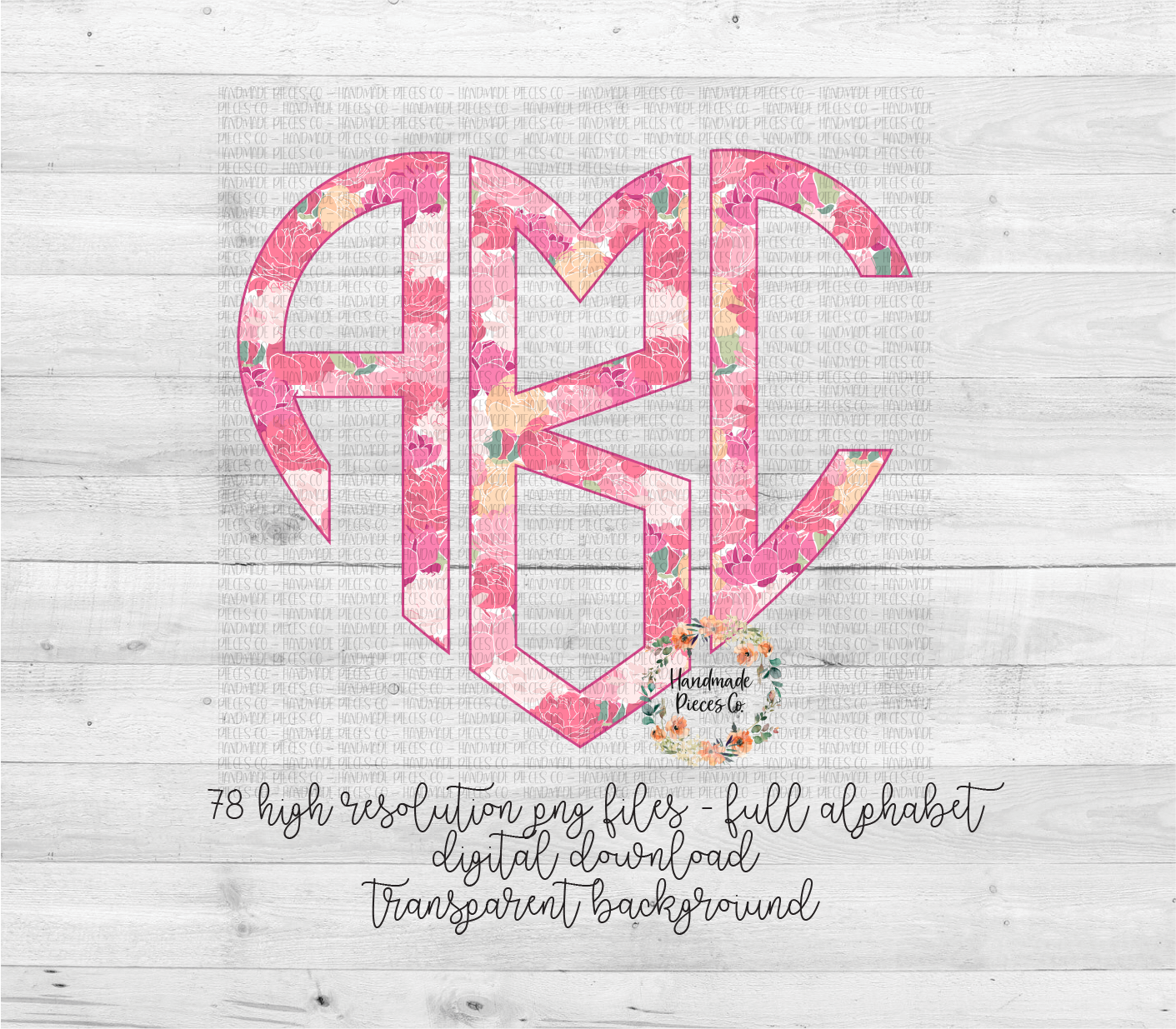 Peonies Monogram - Multiple Styles - Digital Download