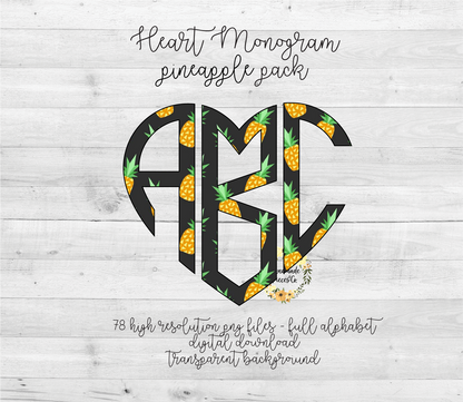 Pineapple Monogram - Multiple Styles - Digital Download