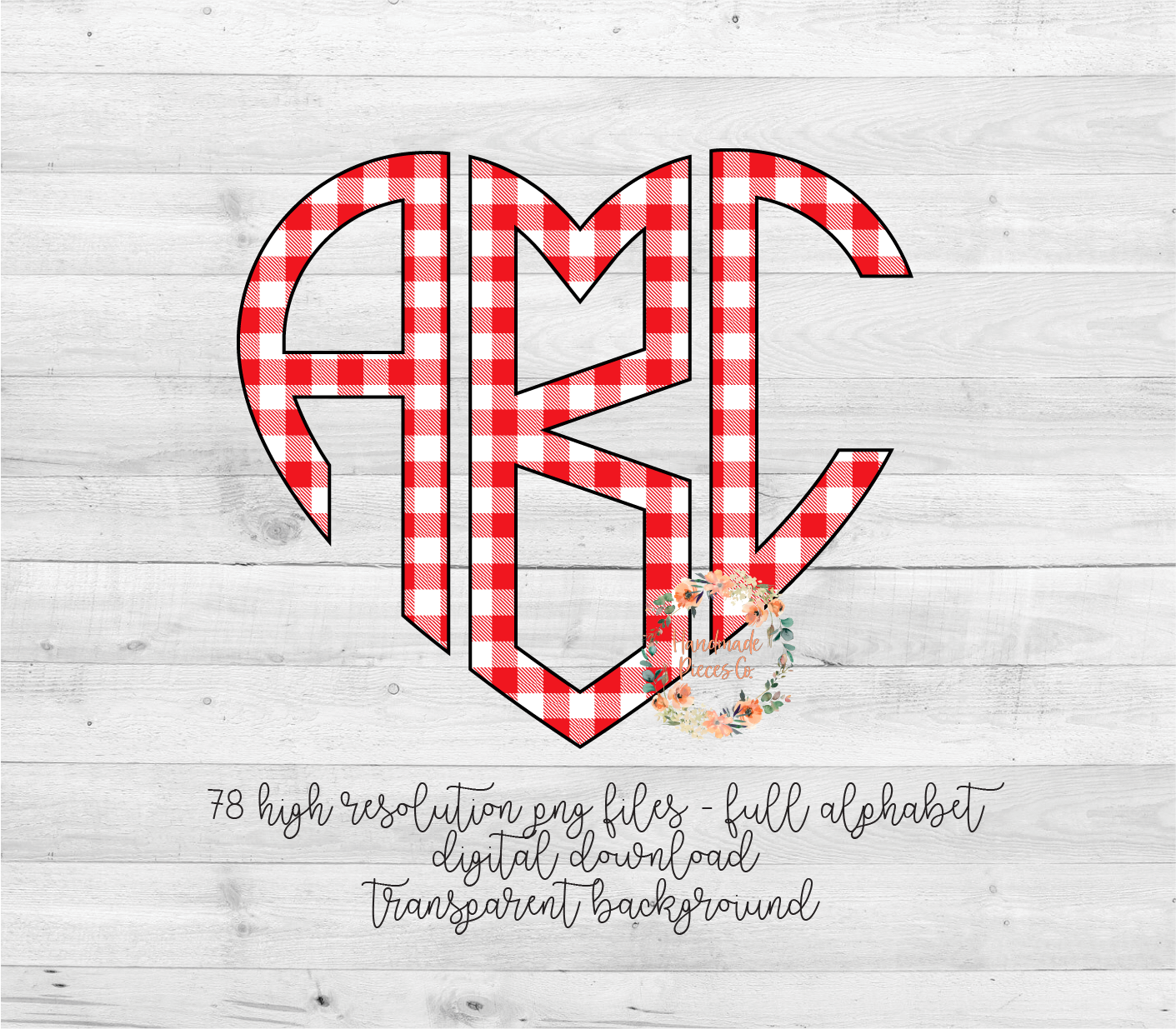 Buffalo Plaid, White and Red - Multiple Styles - Digital Download