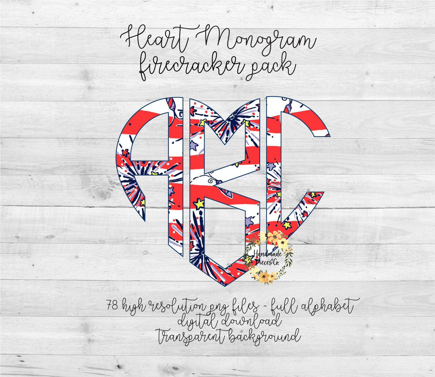 Firecracker Monogram - Multiple Styles - Digital Download