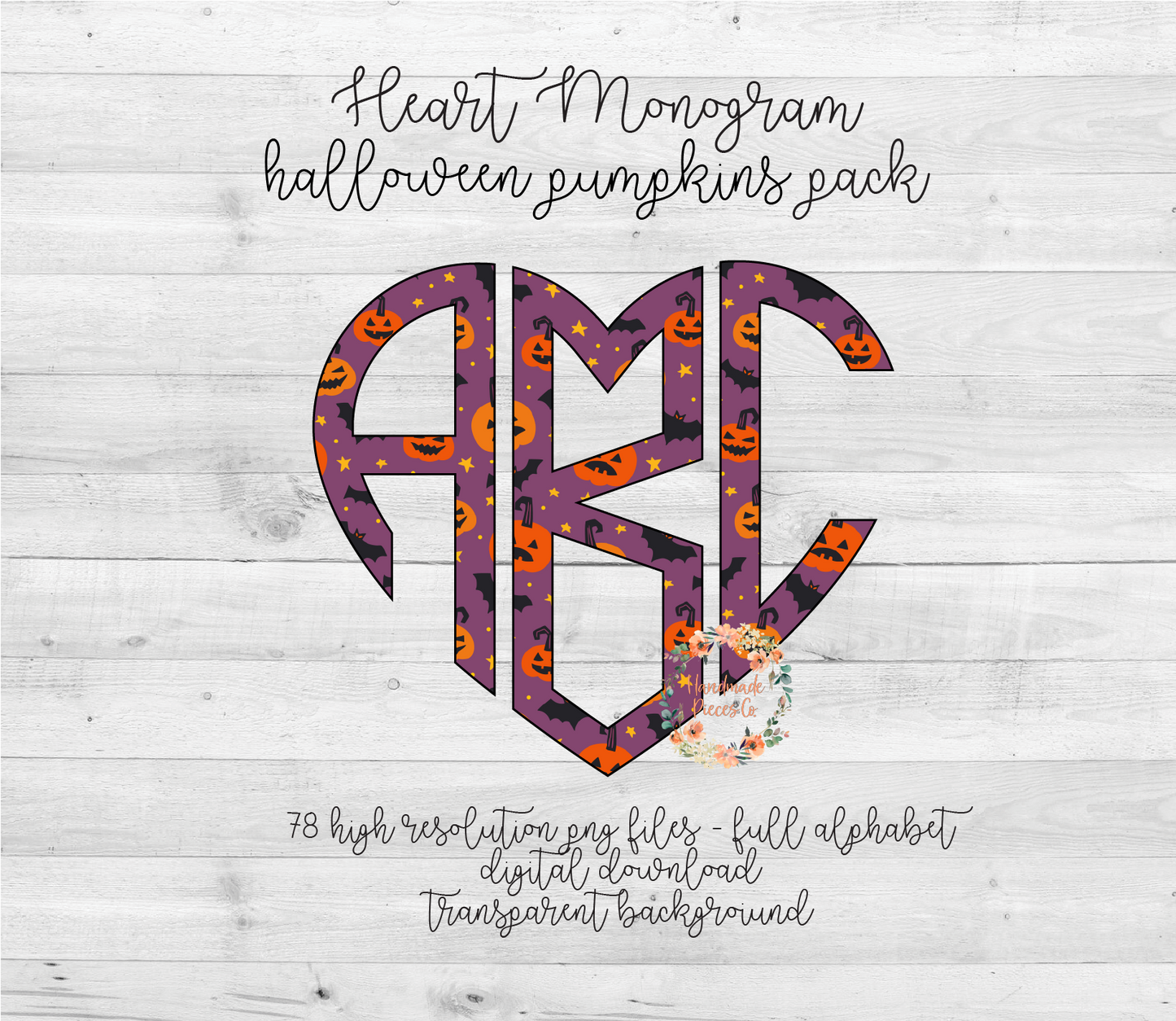 Halloween Pumpkins Monogram - Multiple Styles - Digital Download