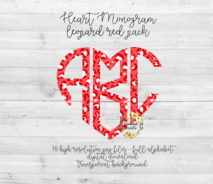 Leopard, Red Monogram - Multiple Styles - Digital Download