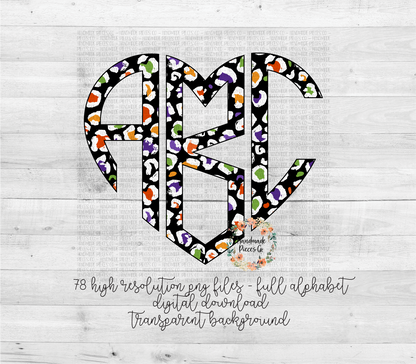 Halloween Monogram, Leopard Pattern 2 - Multiple Styles - Digital Download