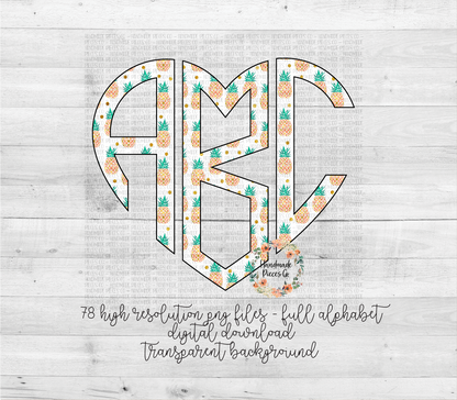 Pineapple Monogram, Pineapple 2 - Multiple Styles - Digital Download