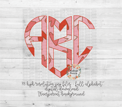 Heart Doodle Monogram - Multiple Styles - Digital Download